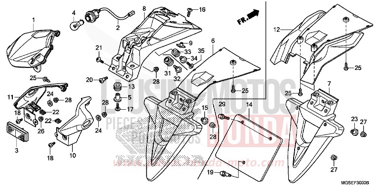 FEU ARRIERE de NC700S Boîte Méca PEARL SUNBEAM WHITE (NHA66) de 2012